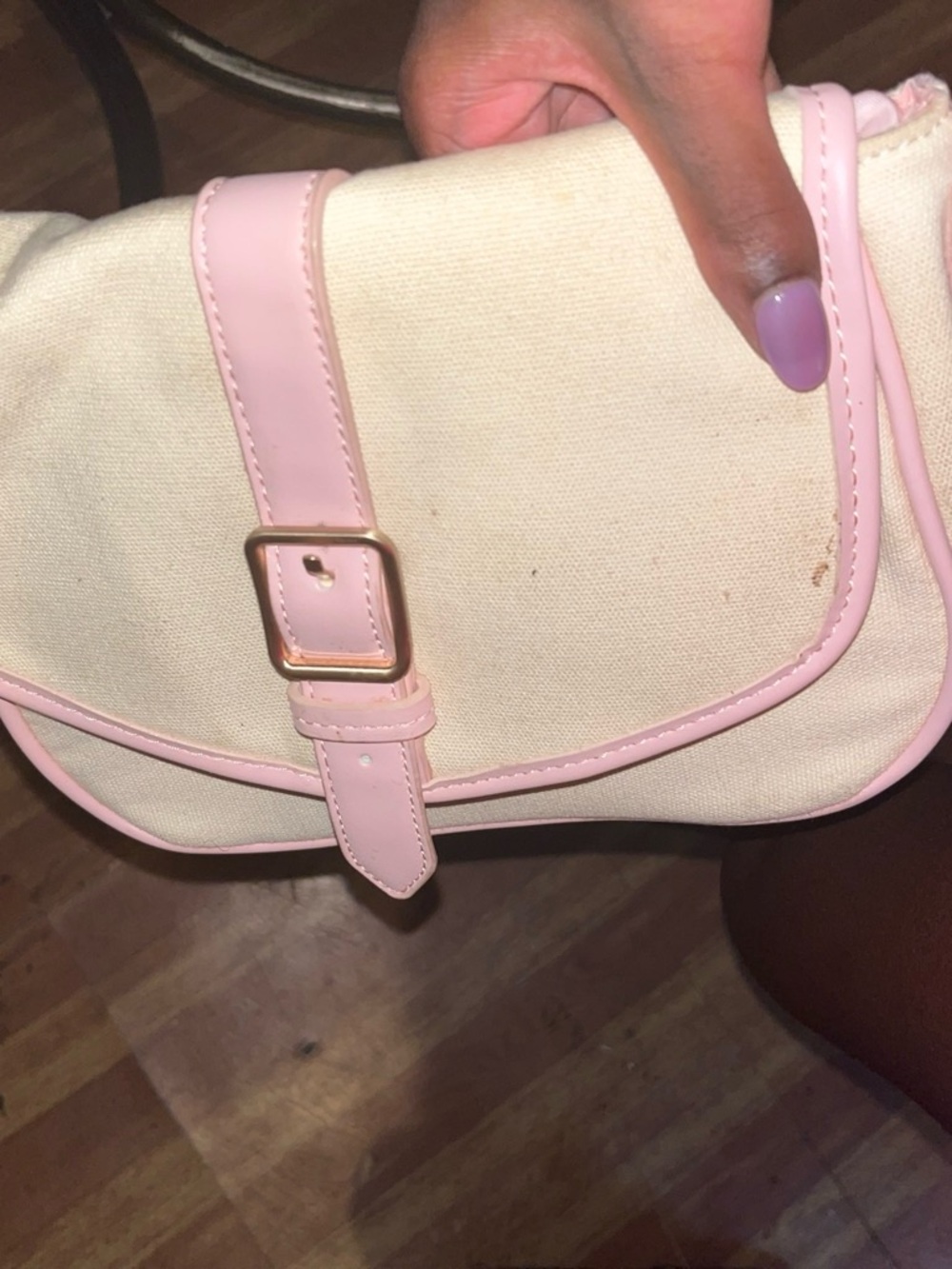 SHEIN Cream Canvas Crossbody with Pink Trim